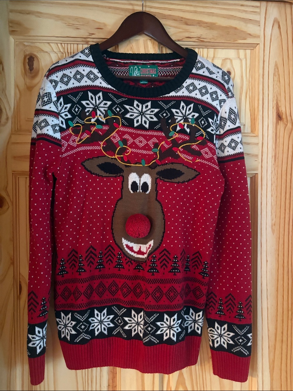 Men's Red Novelty Reindeer Christmas Sweater